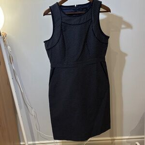 J. Crew Navy Blue and White Polka Dot Mini Dress with pockets